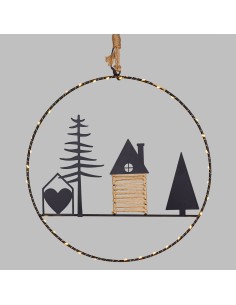 LUCI DI NATALE: vendita online Decorazione di Natale MPK Ring ø35cm, Mix2 Soggetti in Metallo Nero, MicroLED Bianco Caldo, Ti... 2