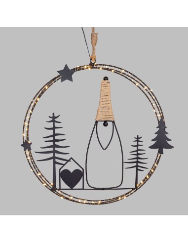 LUCI DI NATALE: vendita online Decorazione di Natale MPK Ring ø35cm, Mix2 Soggetti in Metallo Nero, MicroLED Bianco Caldo, Ti...
