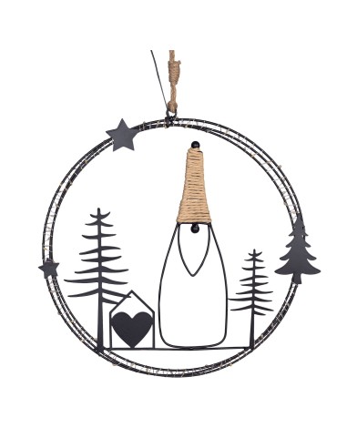 LUCI DI NATALE: vendita online Decorazione di Natale MPK Ring ø35cm, Mix2 Soggetti in Metallo Nero, MicroLED Bianco Caldo, Ti...