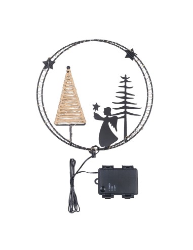 LUCI DI NATALE: vendita online Decorazione di Natale MPK Ring ø25cm, Mix2 Soggetti in Metallo Nero, MicroLED Bianco Caldo, Ti...