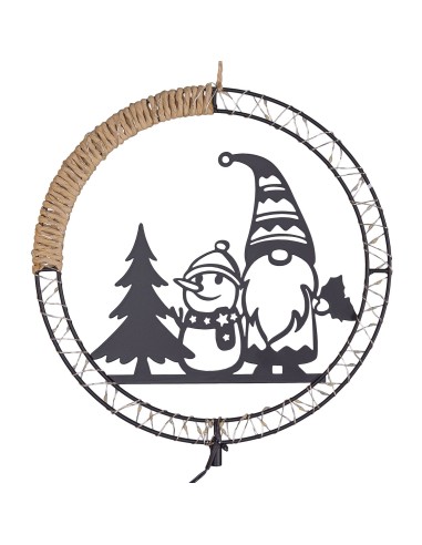 LUCI DI NATALE: vendita online Decorazione di Natale MPK Ring ø25cm, Mix2 Soggetti in Metallo Nero, MicroLED Bianco Caldo, Ti...