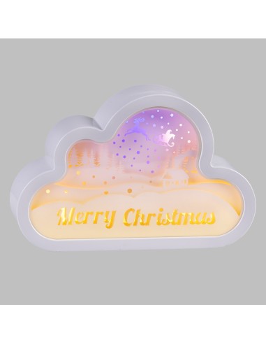 LUCI DI NATALE: vendita online Decorazione di Natale Papercut Silhouette Nuvola 20cm, Mix3 Modelli, LED Bianco Caldo e Blu, T...