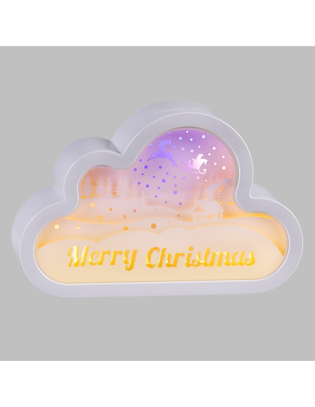 LUCI DI NATALE: vendita online Decorazione di Natale Papercut Silhouette Nuvola 20cm, Mix3 Modelli, LED Bianco Caldo e Blu, T...