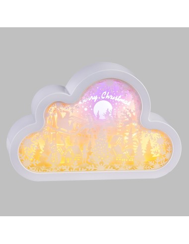 LUCI DI NATALE: vendita online Decorazione di Natale Papercut Silhouette Nuvola 20cm, Mix3 Modelli, LED Bianco Caldo e Blu, T...