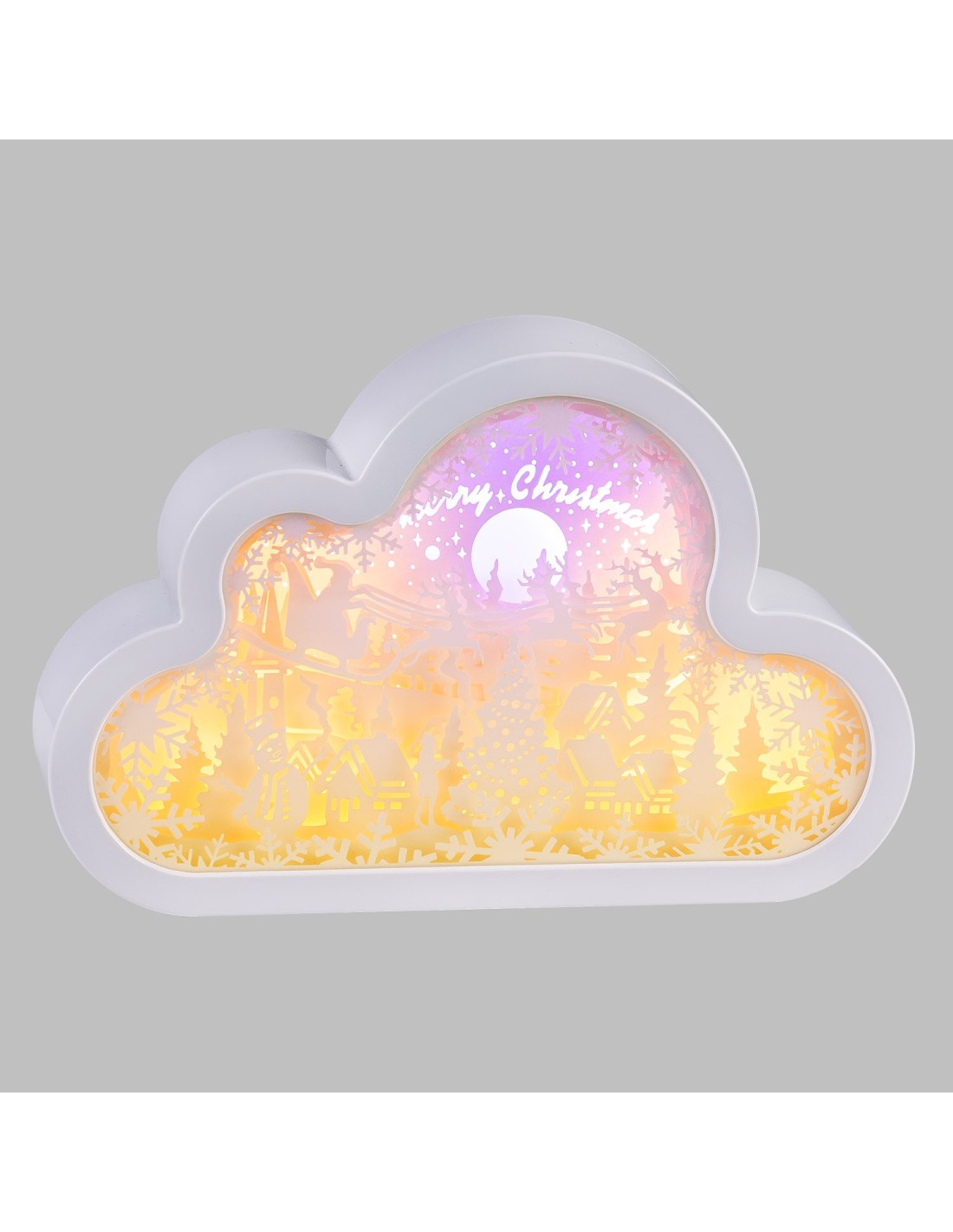 LUCI DI NATALE: vendita online Decorazione di Natale Papercut Silhouette Nuvola 20cm, Mix3 Modelli, LED Bianco Caldo e Blu, T...