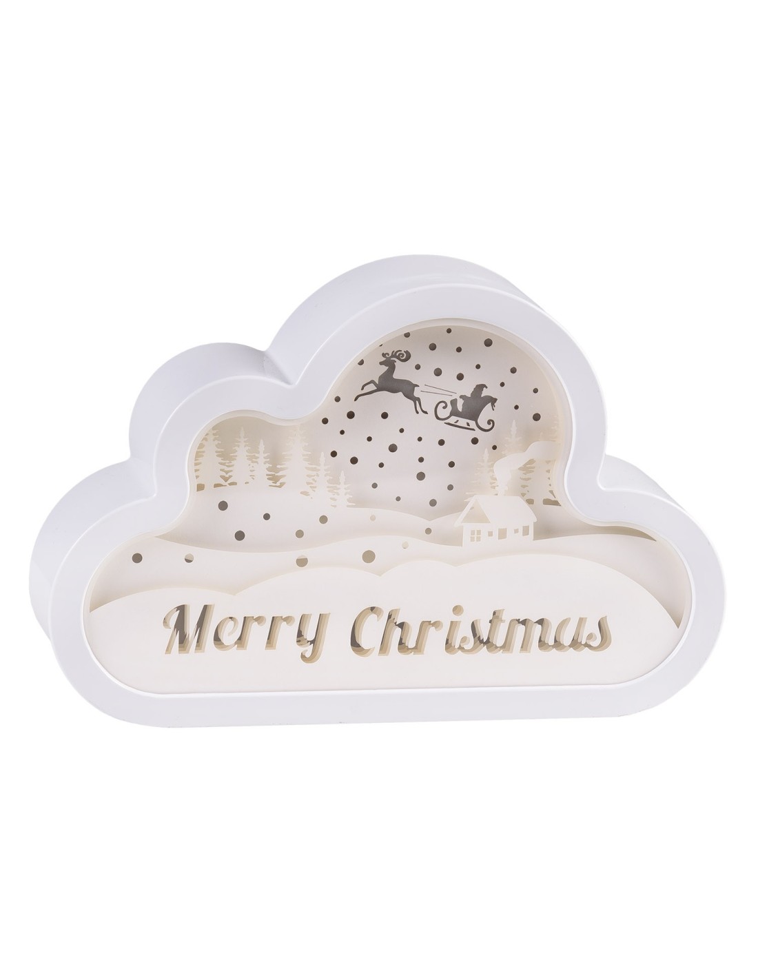 LUCI DI NATALE: vendita online Decorazione di Natale Papercut Silhouette Nuvola 20cm, Mix3 Modelli, LED Bianco Caldo e Blu, T...