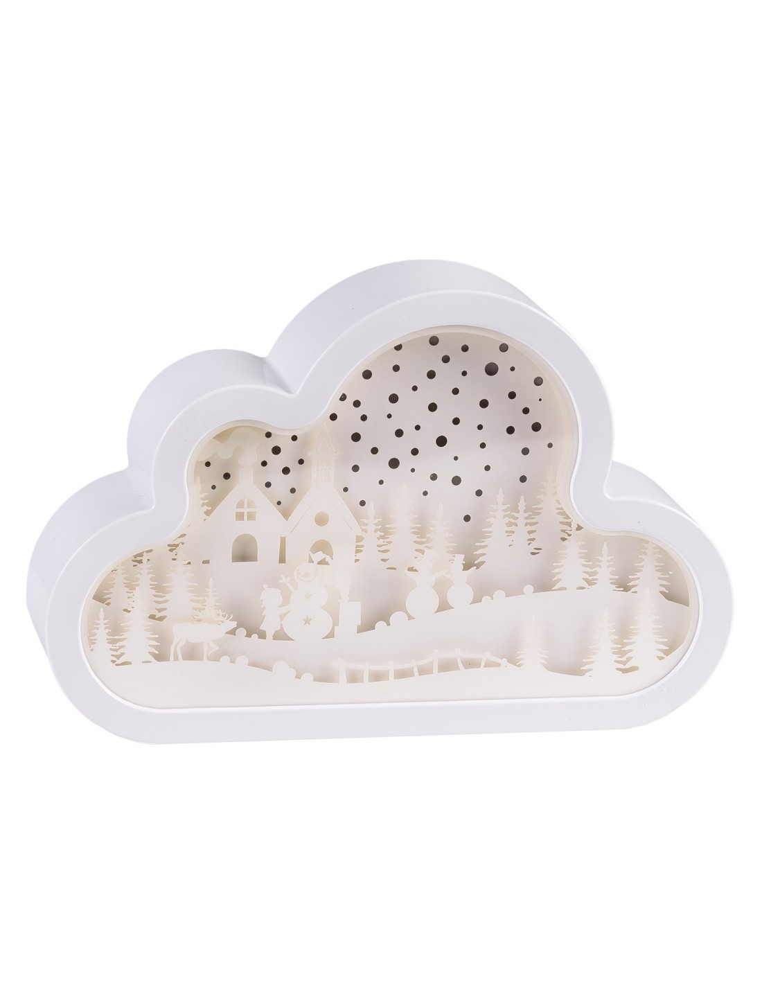 LUCI DI NATALE: vendita online Decorazione di Natale Papercut Silhouette Nuvola 20cm, Mix3 Modelli, LED Bianco Caldo e Blu, T...