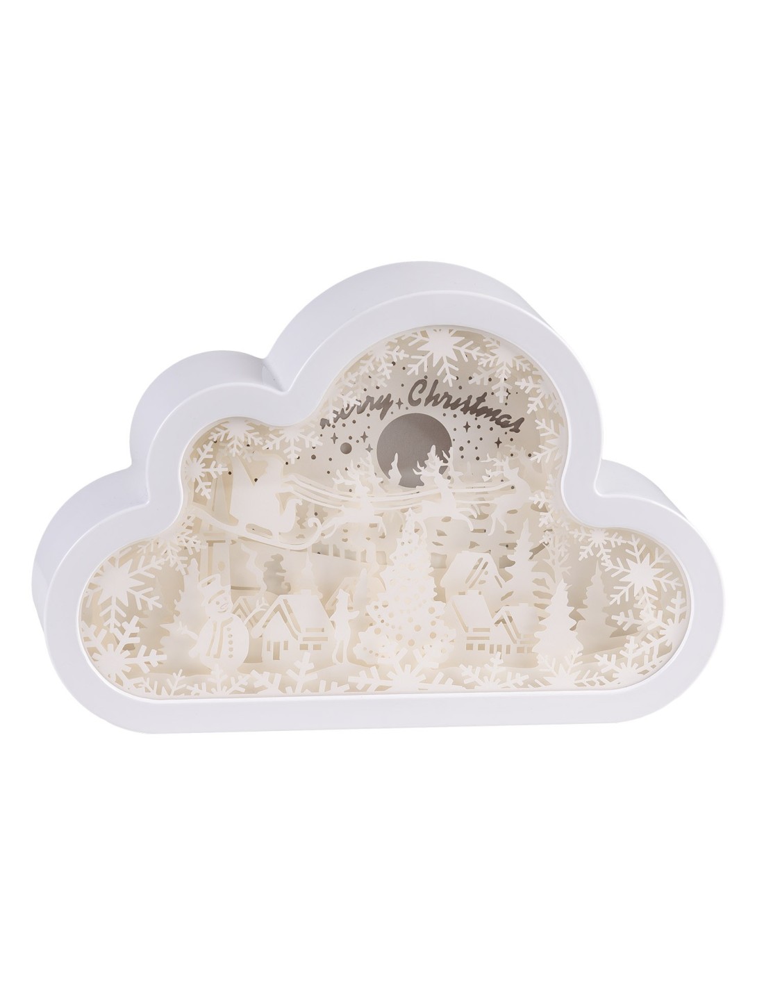 LUCI DI NATALE: vendita online Decorazione di Natale Papercut Silhouette Nuvola 20cm, Mix3 Modelli, LED Bianco Caldo e Blu, T...
