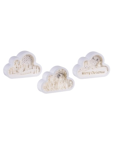 LUCI DI NATALE: vendita online Decorazione di Natale Papercut Silhouette Nuvola 20cm, Mix3 Modelli, LED Bianco Caldo e Blu, T...