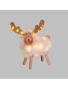 LUCI DI NATALE: vendita online Pecorenna di Natale H23cm, 32 MicroLED Dual Color Bianco Caldo e Multi, 8 Giochi di Luce, Time...