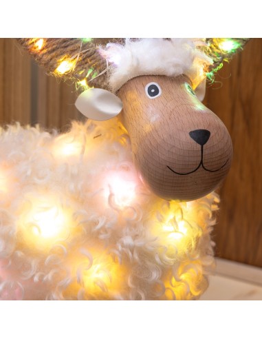 LUCI DI NATALE: vendita online Pecorenna di Natale H31cm, 50 MicroLED Dual Color Bianco Caldo e Multi, 9 Giochi di Luce, Time...