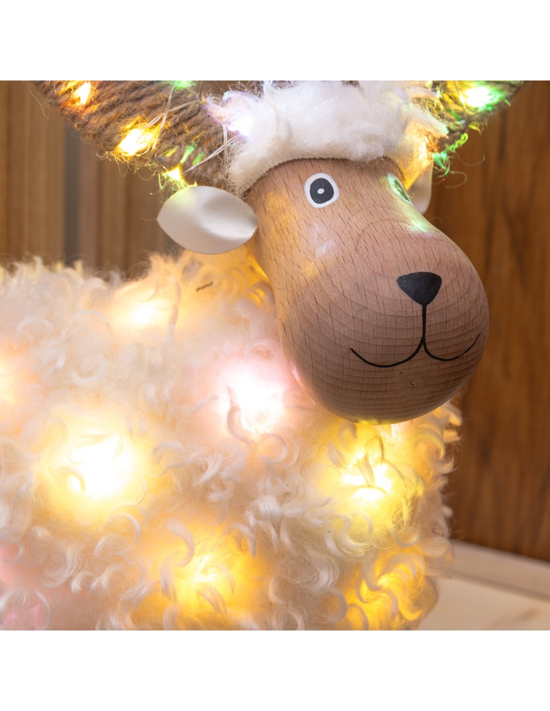 LUCI DI NATALE: vendita online Pecorenna di Natale H31cm, 50 MicroLED Dual Color Bianco Caldo e Multi, 9 Giochi di Luce, Time...