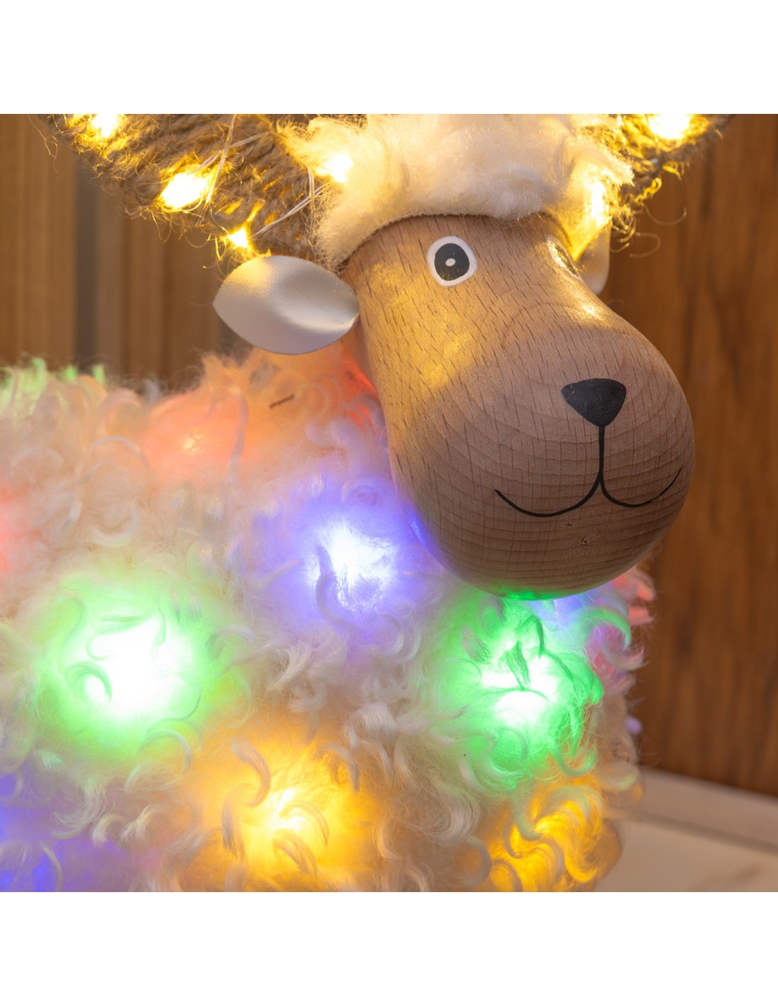 LUCI DI NATALE: vendita online Pecorenna di Natale H31cm, 50 MicroLED Dual Color Bianco Caldo e Multi, 9 Giochi di Luce, Time...