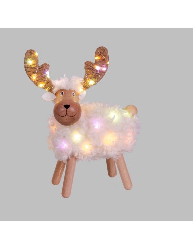 LUCI DI NATALE: vendita online Pecorenna di Natale H31cm, 50 MicroLED Dual Color Bianco Caldo e Multi, 9 Giochi di Luce, Time...