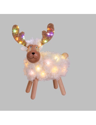 LUCI DI NATALE: vendita online Pecorenna di Natale H31cm, 50 MicroLED Dual Color Bianco Caldo e Multi, 9 Giochi di Luce, Time...