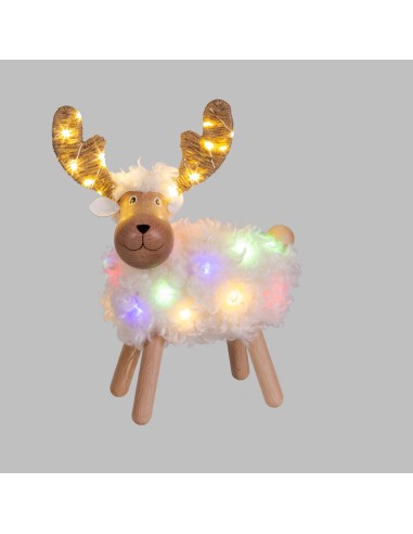 LUCI DI NATALE: vendita online Pecorenna di Natale H31cm, 50 MicroLED Dual Color Bianco Caldo e Multi, 9 Giochi di Luce, Time...