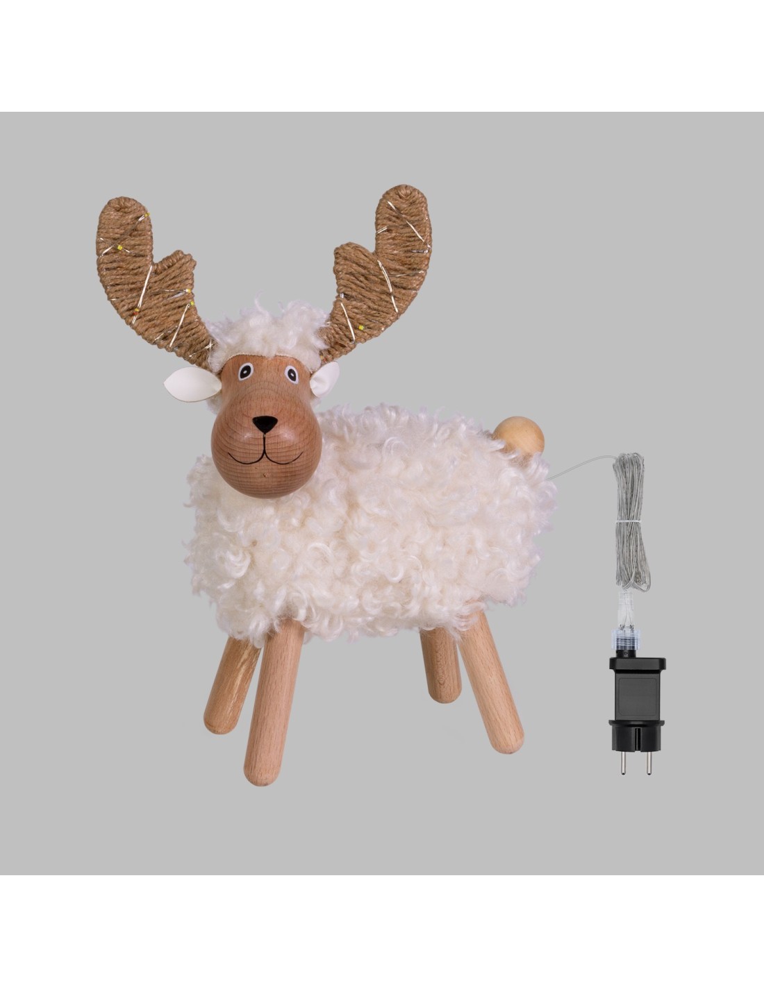 LUCI DI NATALE: vendita online Pecorenna di Natale H31cm, 50 MicroLED Dual Color Bianco Caldo e Multi, 9 Giochi di Luce, Time...