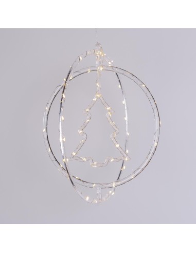 LUCI DI NATALE: vendita online Decorazione di Natale ø32cm PGS Crystal, Mix3 Soggetti Stella Fiocco Albero, MicroLED Bianco C...