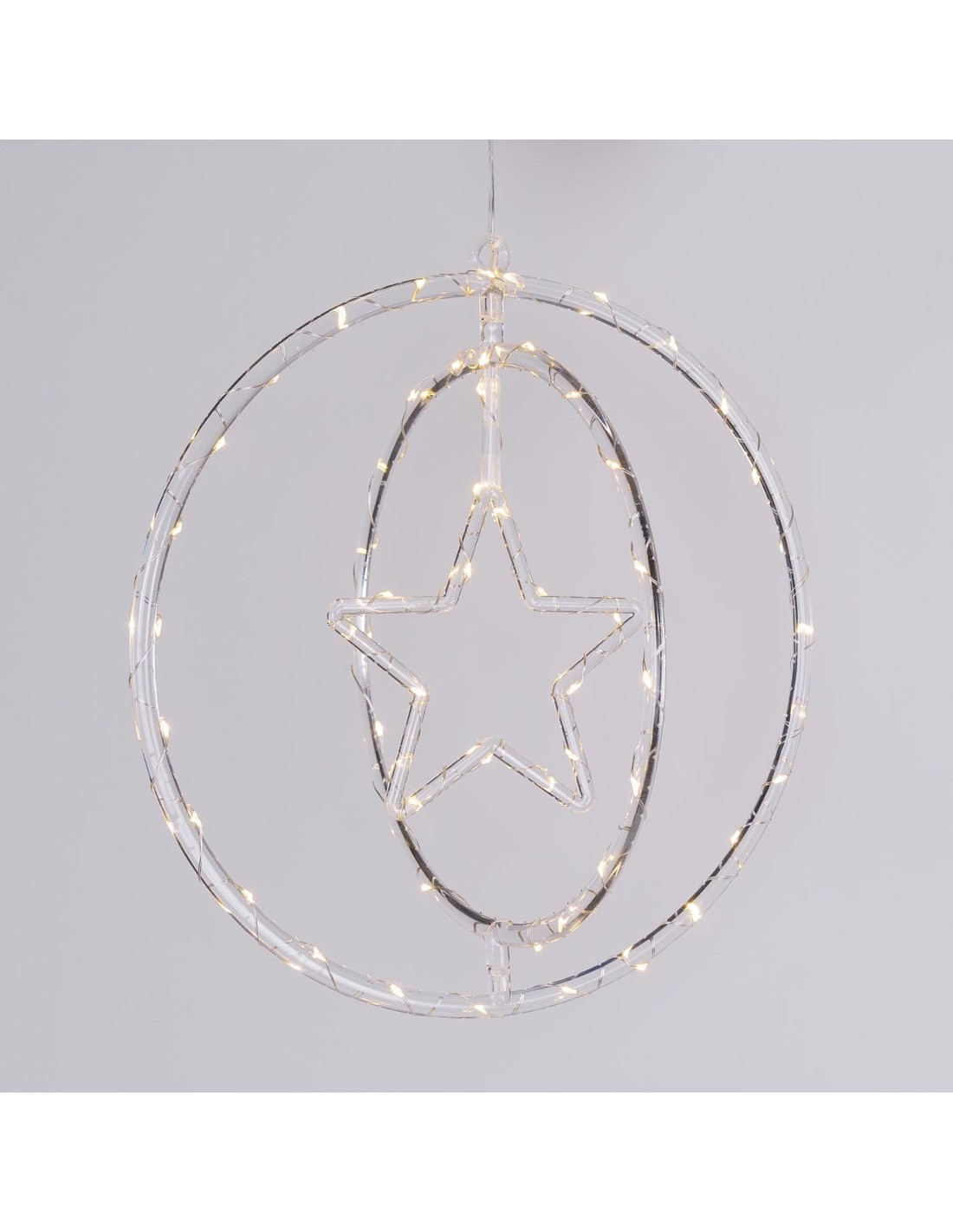 LUCI DI NATALE: vendita online Decorazione di Natale ø32cm PGS Crystal, Mix3 Soggetti Stella Fiocco Albero, MicroLED Bianco C...