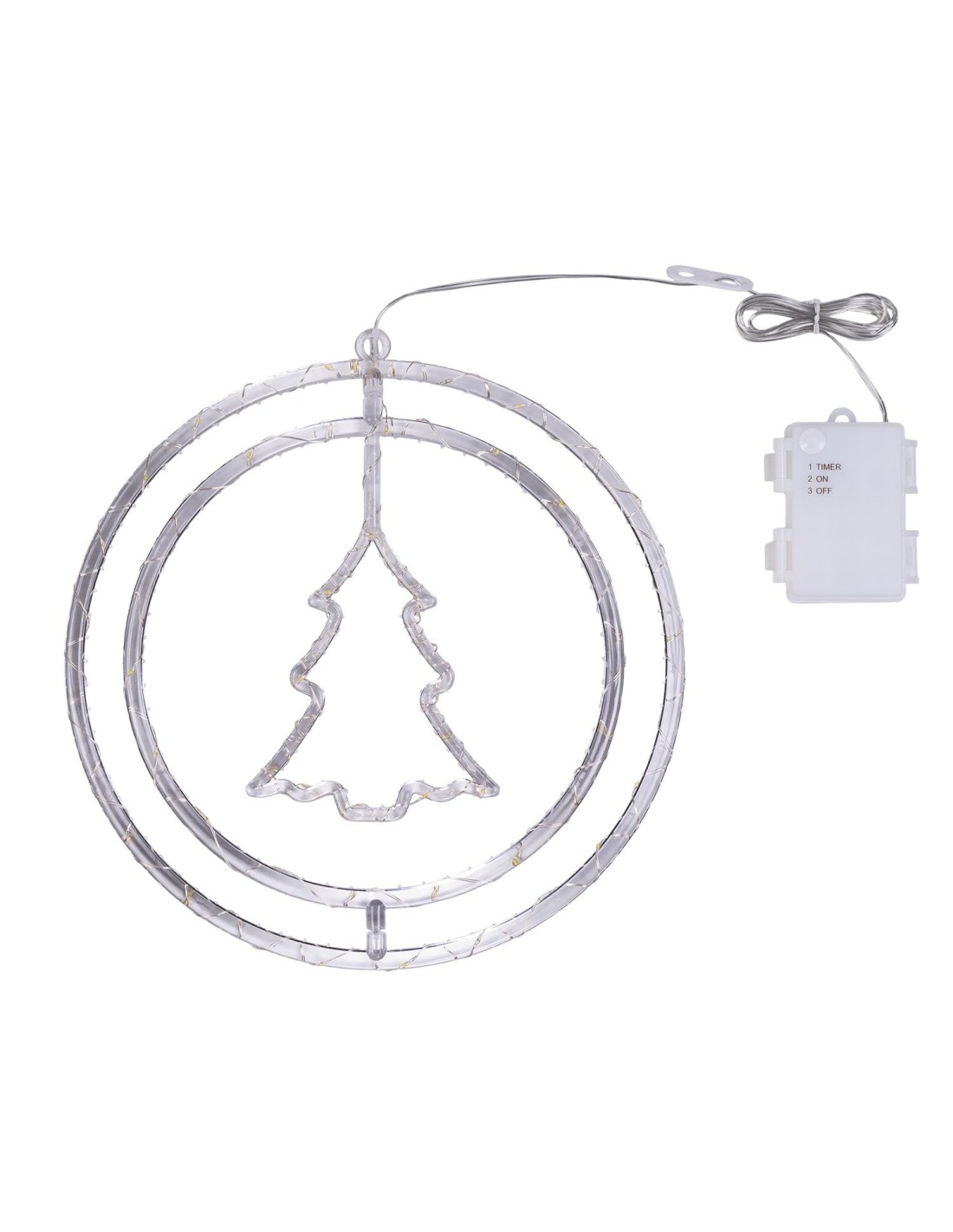 LUCI DI NATALE: vendita online Decorazione di Natale ø32cm PGS Crystal, Mix3 Soggetti Stella Fiocco Albero, MicroLED Bianco C...