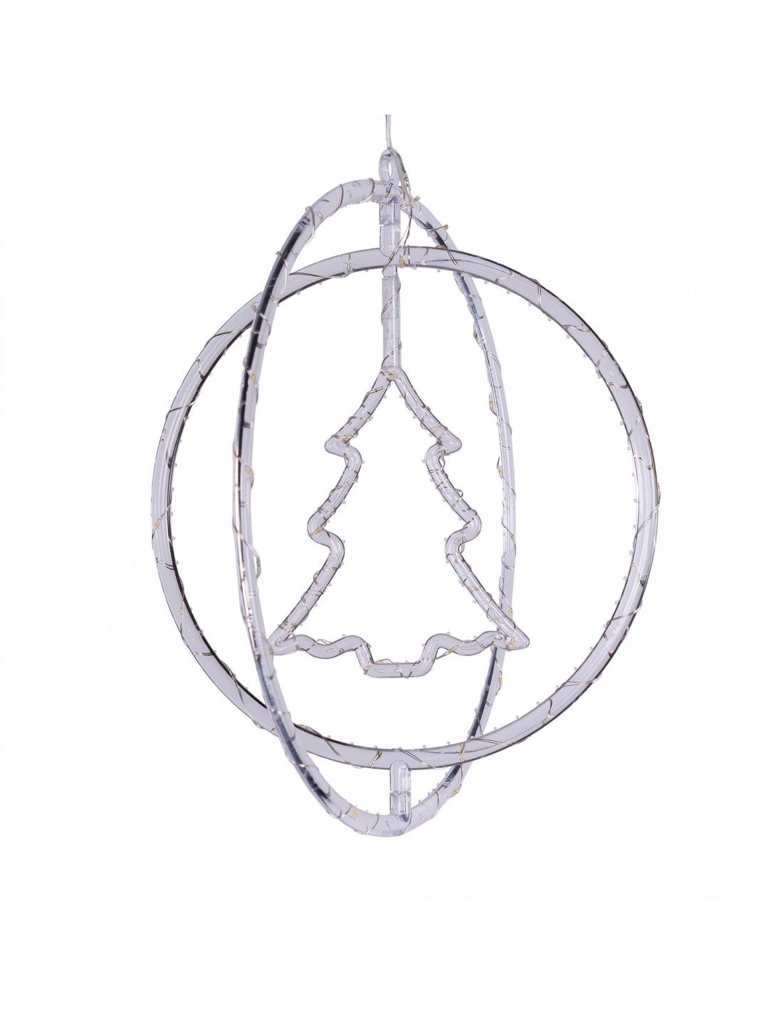 LUCI DI NATALE: vendita online Decorazione di Natale ø32cm PGS Crystal, Mix3 Soggetti Stella Fiocco Albero, MicroLED Bianco C...