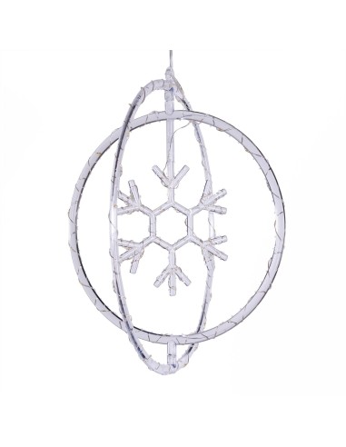 LUCI DI NATALE: vendita online Decorazione di Natale ø32cm PGS Crystal, Mix3 Soggetti Stella Fiocco Albero, MicroLED Bianco C...