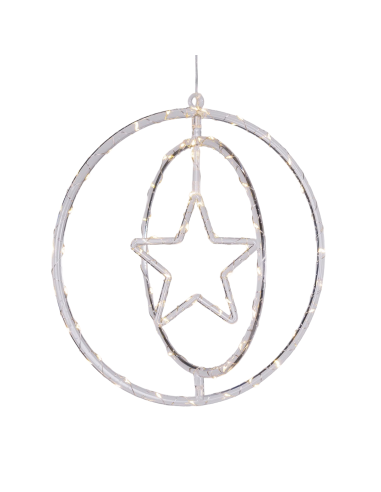 LUCI DI NATALE: vendita online Decorazione di Natale ø32cm PGS Crystal, Mix3 Soggetti Stella Fiocco Albero, MicroLED Bianco C...