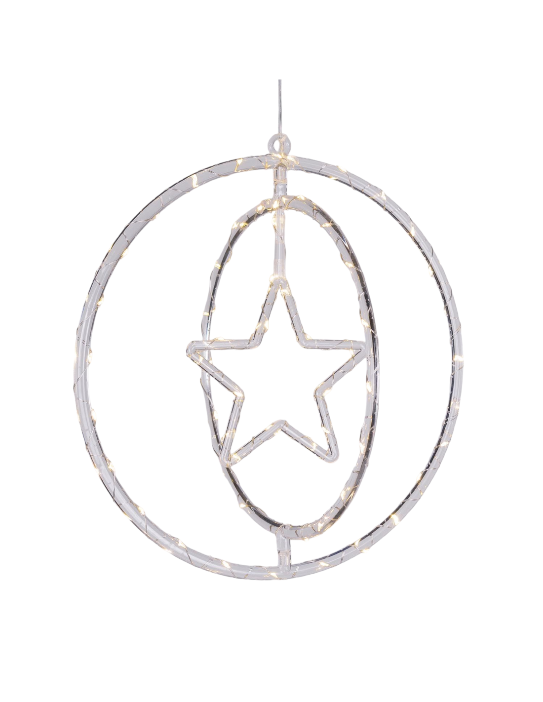 LUCI DI NATALE: vendita online Decorazione di Natale ø32cm PGS Crystal, Mix3 Soggetti Stella Fiocco Albero, MicroLED Bianco C...