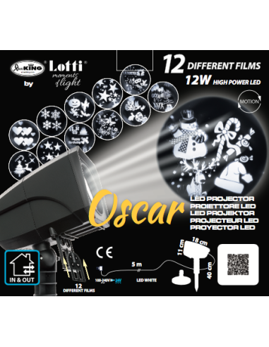 LUCI DI NATALE: vendita online Proiettore Garden LED Oscar, 12 Soggetti Intercambiabili, Effetto Rotante, 4x3W LED Bianco, Es...