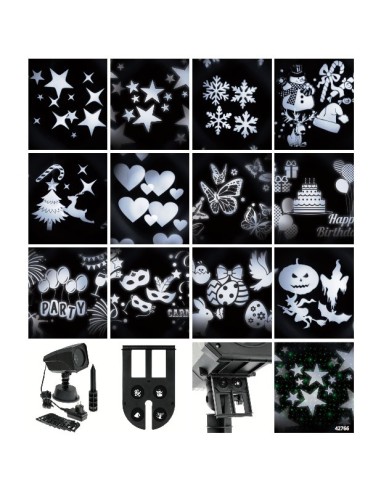 LUCI DI NATALE: vendita online Proiettore Garden LED Oscar, 12 Soggetti Intercambiabili, Effetto Rotante, 4x3W LED Bianco, Es...