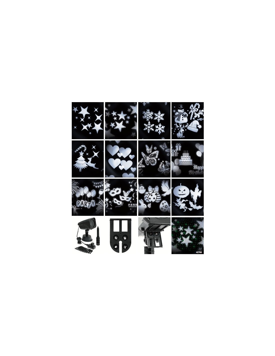 LUCI DI NATALE: vendita online Proiettore Garden LED Oscar, 12 Soggetti Intercambiabili, Effetto Rotante, 4x3W LED Bianco, Es...