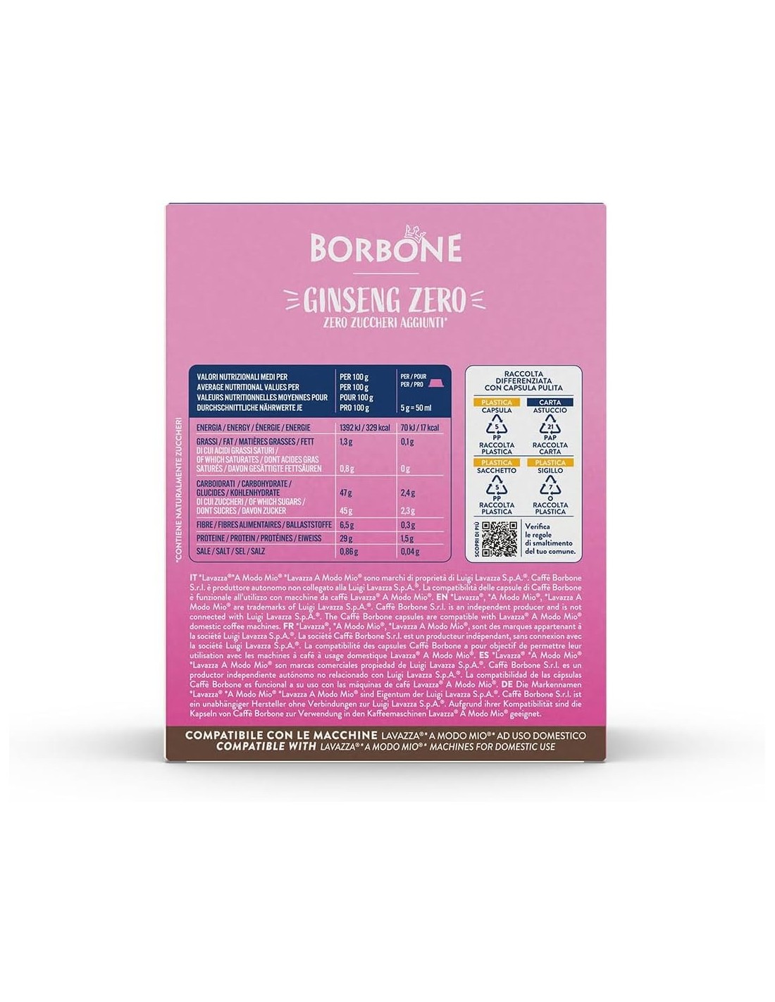 CAFFE': vendita online Caffè Borbone Ginseng Zero – 16 Capsule Compatibili Lavazza A Modo Mio in offerta
