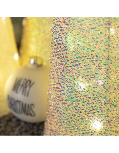 LUCI DI NATALE: vendita online Set 3 Coni di Natale IWR 3D H80-60-40cm, Tessuto Bianco Iridescente, 120 LED Bianco Caldo, Tim...