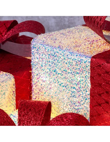 LUCI DI NATALE: vendita online Set 3 Pacchi Regalo di Natale IWR 3D 25-20-15cm, Tessuto Bianco Iridescente, 60 LED Bianco Cal...