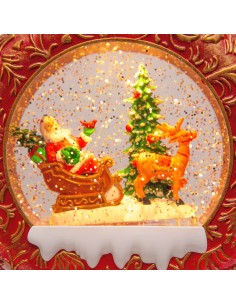 LUCI DI NATALE: vendita online Sfera di Natale Piatta Glitter LED H20cm, Rosso Antico Oro, Effetto Acqua in Movimento, Musica... 2