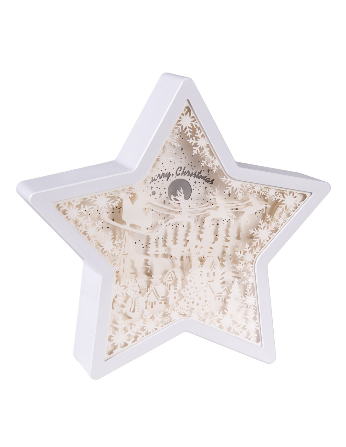 LUCI DI NATALE: vendita online Decorazione di Natale Papercut Silhouette Stella 23cm, Mix3 Modelli, LED Bianco Caldo e Blu Ef...