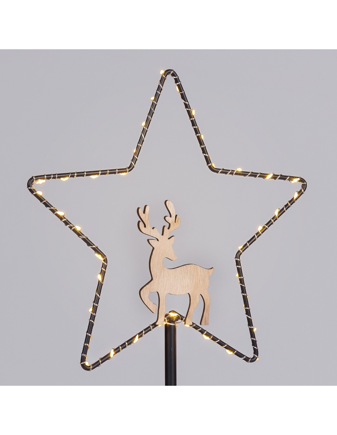 LUCI DI NATALE: vendita online Stella di Natale MPK con Base H32cm, Mix2 Modelli Angelo o Renna, MicroLED Bianco Caldo, Timer...