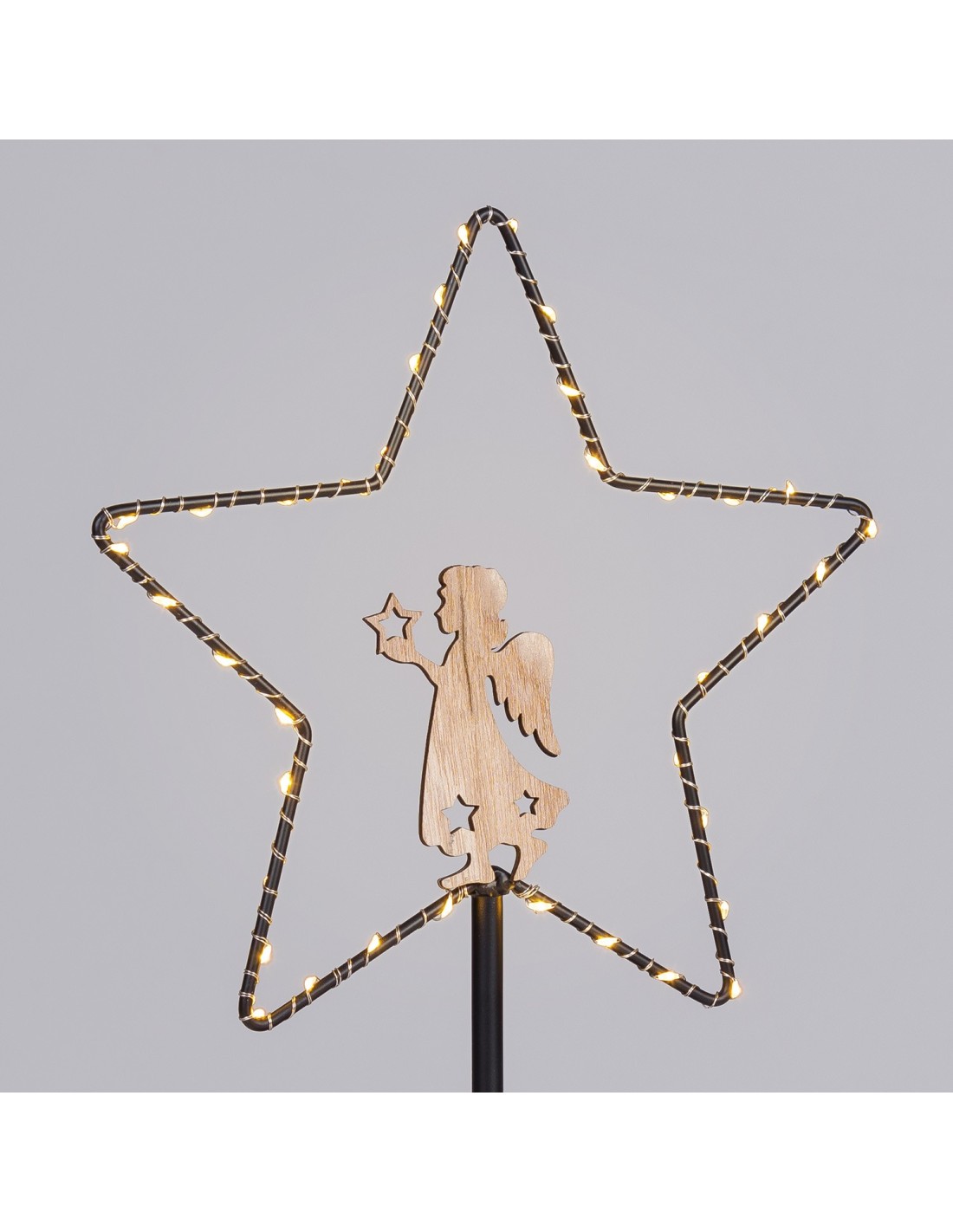 LUCI DI NATALE: vendita online Stella di Natale MPK con Base H32cm, Mix2 Modelli Angelo o Renna, MicroLED Bianco Caldo, Timer...