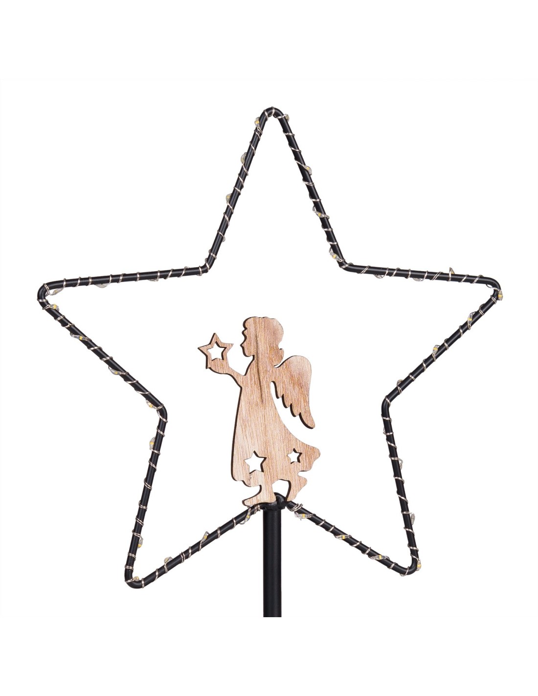 LUCI DI NATALE: vendita online Stella di Natale MPK con Base H32cm, Mix2 Modelli Angelo o Renna, MicroLED Bianco Caldo, Timer...