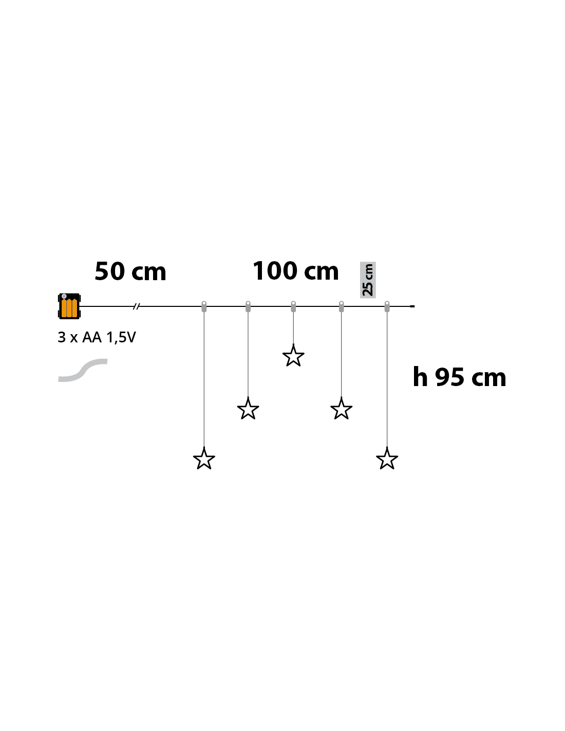 LUCI DI NATALE: vendita online Window Light di Natale 5 Stelle PSG 100x95cm, 79 MicroLED Bianco Caldo, Timer 8h, Batteria, Pl...