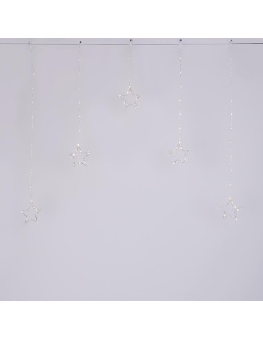 LUCI DI NATALE: vendita online Window Light di Natale 5 Stelle PSG 100x95cm, 79 MicroLED Bianco Caldo, Timer 8h, Batteria, Pl...