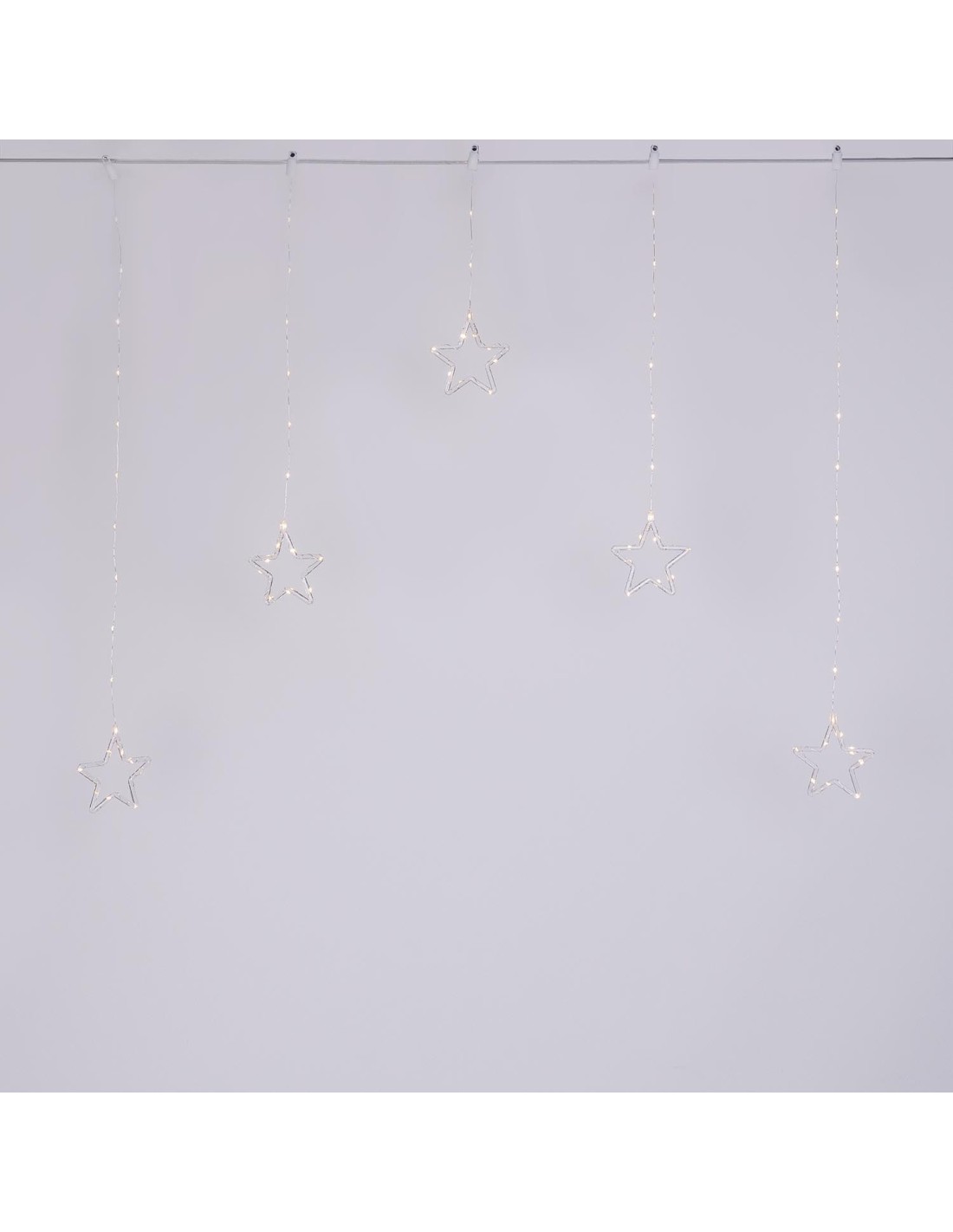 LUCI DI NATALE: vendita online Window Light di Natale 5 Stelle PSG 100x95cm, 79 MicroLED Bianco Caldo, Timer 8h, Batteria, Pl...