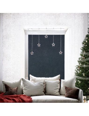 LUCI DI NATALE: vendita online Window Light di Natale 5 Stelle PSG 100x95cm, 79 MicroLED Bianco Caldo, Timer 8h, Batteria, Pl...