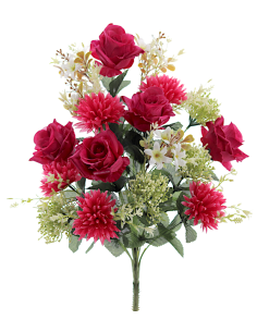 MAZZO 5560-17 ROSE/CRISANTEMI BORDEAUX CON BOCCIOLI