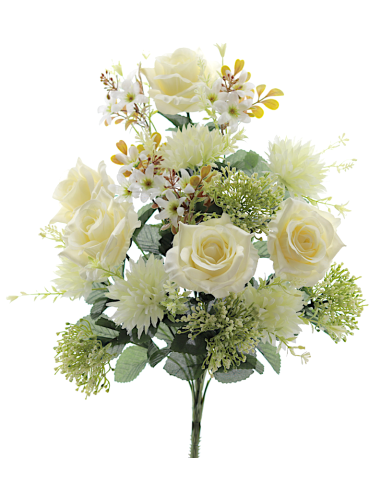 MAZZO 5560-01 ROSE/CRISANTEMI CREMA CON BOCCIOLI
