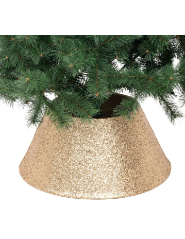 OGGETTISTICA NATALE: vendita online Base Copri Albero di Natale Dorata H56cm Golden Glitter, Copribase Decorativo Brillante i...