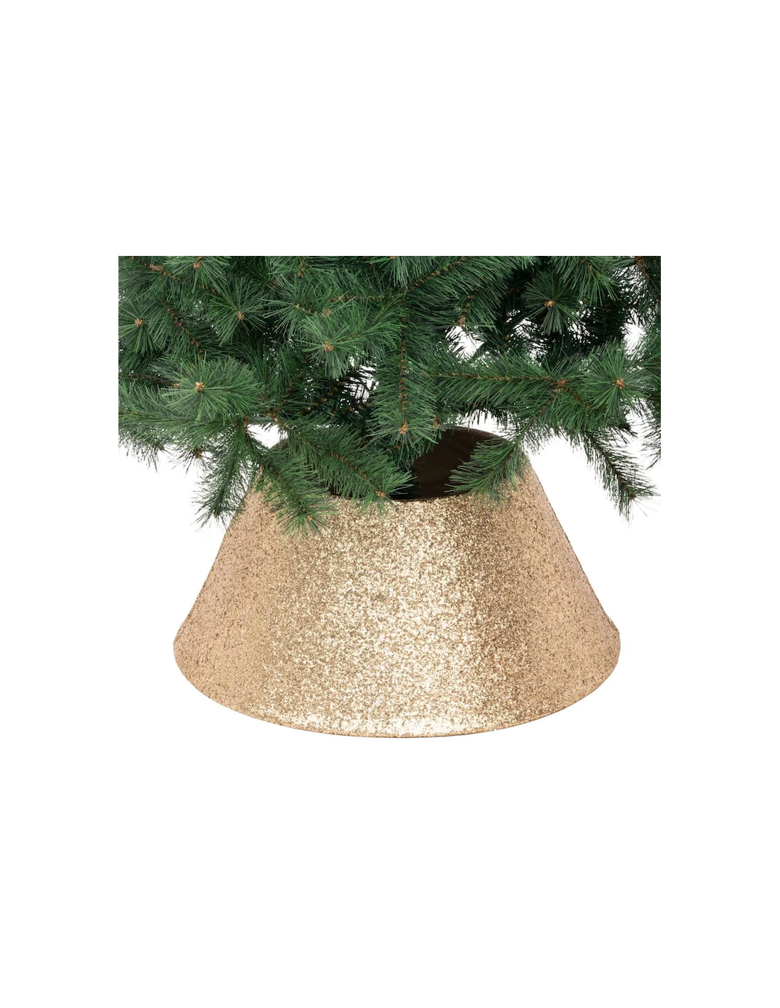 OGGETTISTICA NATALE: vendita online Base Copri Albero di Natale Dorata H56cm Golden Glitter, Copribase Decorativo Brillante i...