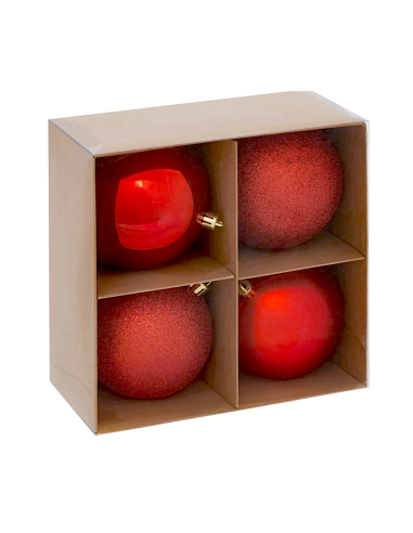 SFERE E PENDAGLI: vendita online Decorazione set 4 palline di Natale rosse Ø10cm in plastica Svea - La magia di Natale a casa...