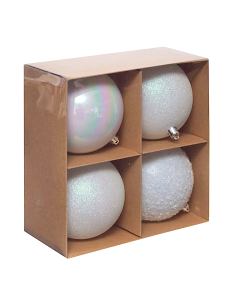 SFERE E PENDAGLI: vendita online Decorazione set 4 palline di Natale bianche Ø10cm in plastica Svea - La magia di Natale a ca...