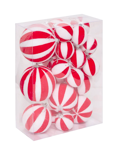 SFERE E PENDAGLI: vendita online Decorazione palline di Natale Ø10cm rosso e bianco a righe set 22 Atmosphera - La magia di N...